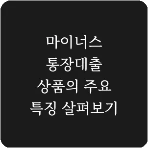 마이너스 통장대출 상품의 주요 특징 살펴보기