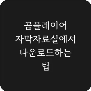 곰플레이어 자막자료실에서 다운로드하는 팁