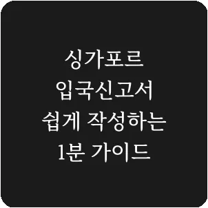 싱가포르 입국신고서 쉽게 작성하는 1분 가이드