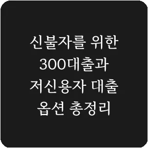 신불자를 위한 300대출과 저신용자 대출 옵션 총정리