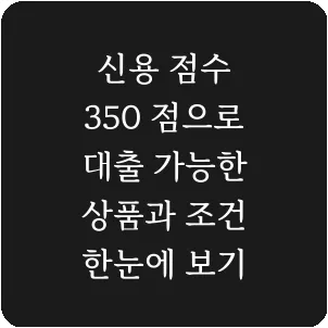 신용 점수 350 점으로 대출 가능한 상품과 조건 한눈에 보기