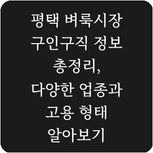 평택 벼룩시장 구인구직 정보 총정리, 다양한 업종과 고용 형태 알아보기