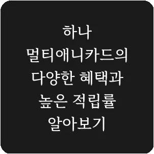 하나 멀티애니카드의 다양한 혜택과 높은 적립률 알아보기