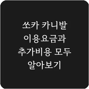 쏘카 카니발 이용요금과 추가비용 모두 알아보기