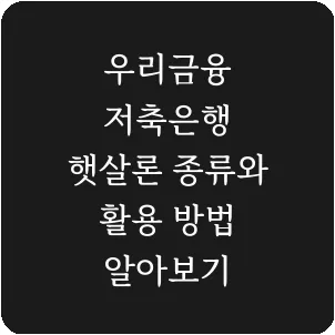 우리금융 저축은행 햇살론 종류와 활용 방법 알아보기