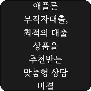 애플론 무직자대출, 최적의 대출 상품을 추천받는 맞춤형 상담 비결
