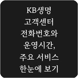 KB생명 고객센터 전화번호와 운영시간, 주요 서비스 한눈에 보기