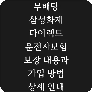 무배당 삼성화재 다이렉트 운전자보험 보장 내용과 가입 방법 상세 안내
