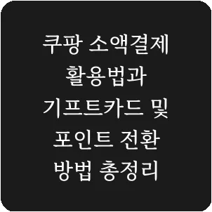 쿠팡 소액결제 활용법과 기프트카드 및 포인트 전환 방법 총정리