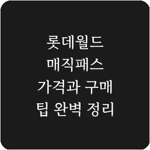 롯데월드 매직패스 가격과 구매 팁 완벽 정리