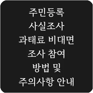 주민등록 사실조사 과태료 비대면 조사 참여 방법 및 주의사항 안내