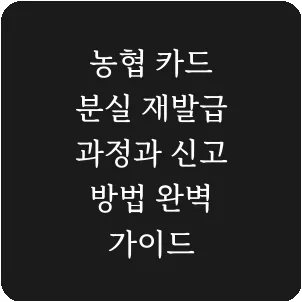 농협 카드 분실 재발급 과정과 신고 방법 완벽 가이드
