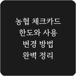 농협 체크카드 한도와 사용 변경 방법 완벽 정리