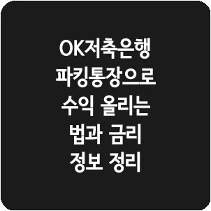 OK저축은행 파킹통장으로 수익 올리는 법과 금리 정보 정리