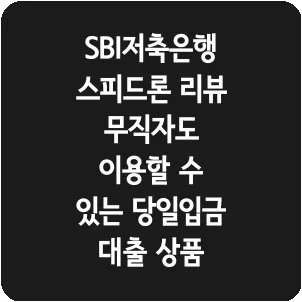SBI저축은행 스피드론 리뷰 무직자도 이용할 수 있는 당일입금 대출 상품