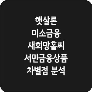 햇살론 미소금융 새희망홀씨 서민금융상품 차별점 분석