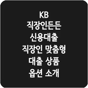 KB 직장인든든 신용대출 직장인 맞춤형 대출 상품 옵션 소개