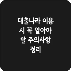 대출나라 이용 시 꼭 알아야 할 주의사항 정리