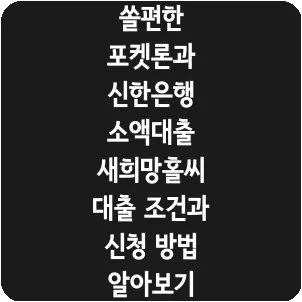 쏠편한 포켓론과 신한은행 소액대출 새희망홀씨 대출 조건과 신청 방법 알아보기