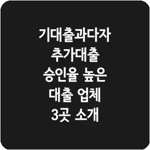 기대출과다자 추가대출 승인율 높은 대출 업체 3곳 소개
