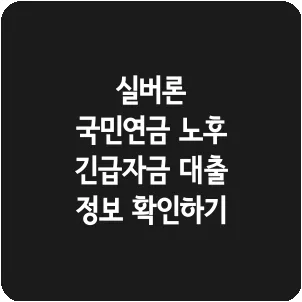 실버론 국민연금 노후 긴급자금 대출 정보 확인하기