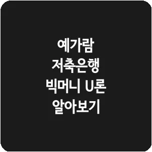 예가람 저축은행 빅머니 U론 알아보기