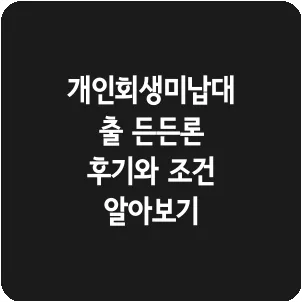 개인회생미납대출 든든론 후기와 조건 알아보기