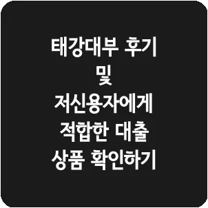 태강대부 후기 및 저신용자에게 적합한 대출 상품 확인하기