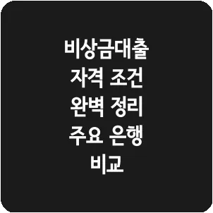 비상금대출 자격 조건 완벽 정리 주요 은행 비교