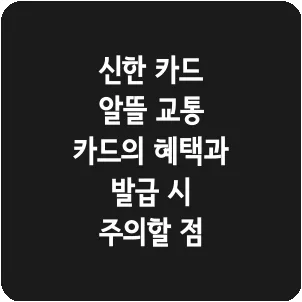 신한 카드 알뜰 교통 카드의 혜택과 발급 시 주의할 점