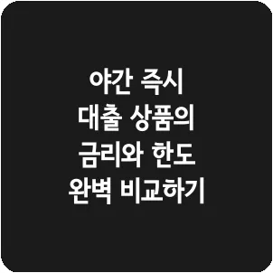 야간 즉시 대출 상품의 금리와 한도 완벽 비교하기