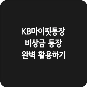 KB마이핏통장 비상금 통장 완벽 활용하기