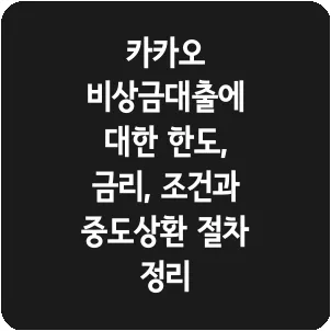 카카오 비상금대출에 대한 한도, 금리, 조건과 중도상환 절차 정리