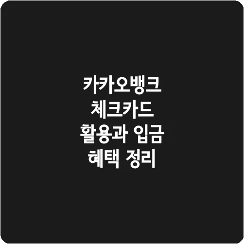 카카오뱅크 체크카드 활용과 입금 혜택 정리