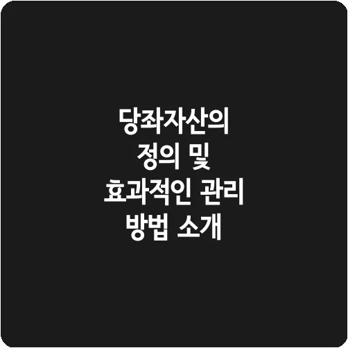 당좌자산의 정의 및 효과적인 관리 방법 소개