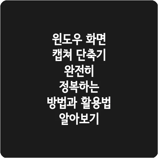 윈도우 화면 캡쳐 단축기 완전히 정복하는 방법과 활용법 알아보기