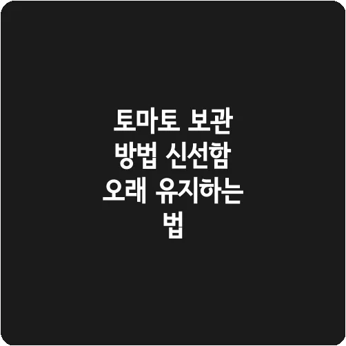토마토 보관 방법 신선함 오래 유지하는 법