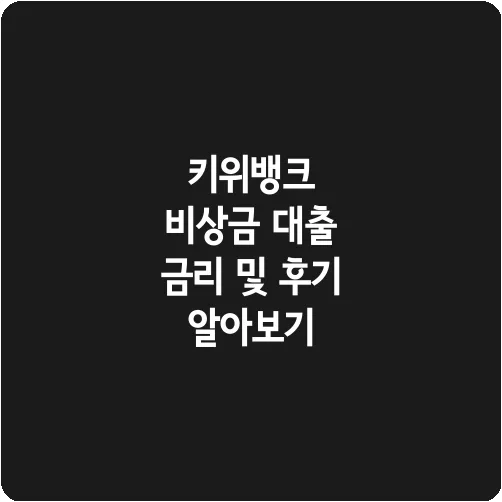 키위뱅크 비상금 대출 금리 및 후기 알아보기