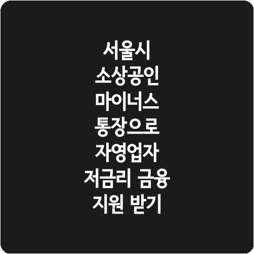 서울시 소상공인 마이너스 통장으로 자영업자 저금리 금융 지원 받기