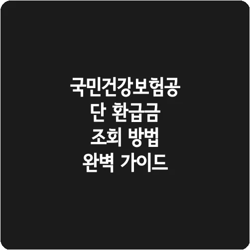 국민건강보험공단 환급금 조회 방법 완벽 가이드