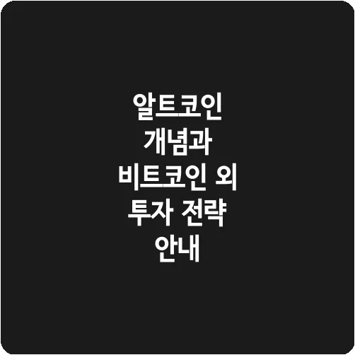 알트코인 개념과 비트코인 외 투자 전략 안내