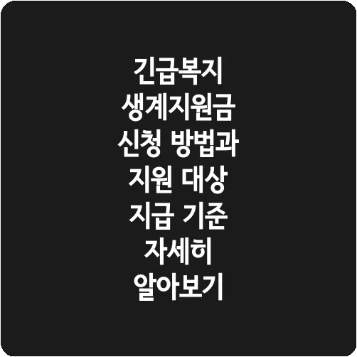 긴급복지 생계지원금 신청 방법과 지원 대상 지급 기준 자세히 알아보기