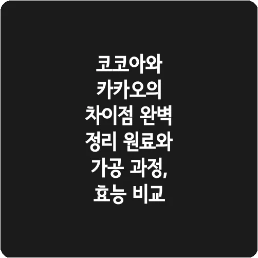 코코아와 카카오의 차이점 완벽 정리 원료와 가공 과정, 효능 비교