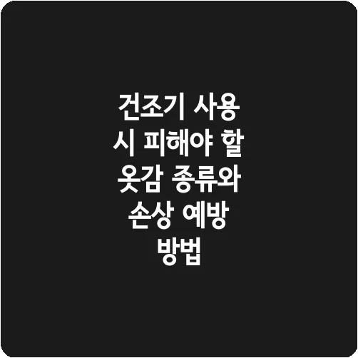 건조기 사용 시 피해야 할 옷감 종류와 손상 예방 방법