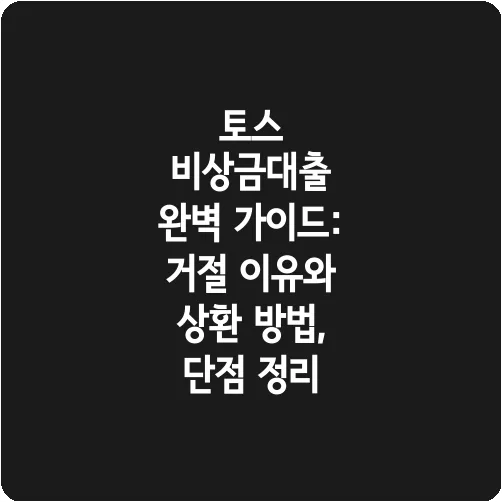 토스 비상금대출 완벽 가이드: 거절 이유와 상환 방법, 단점 정리