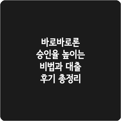 바로바로론 승인율 높이는 비법과 대출 후기 총정리