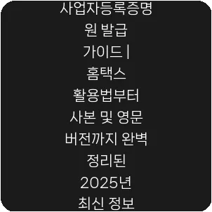 사업자등록증명원 발급 가이드 | 홈택스 활용법부터 사본 및 영문 버전까지 완벽 정리된 2025년 최신 정보