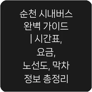 순천 시내버스 완벽 가이드 | 시간표, 요금, 노선도, 막차 정보 총정리