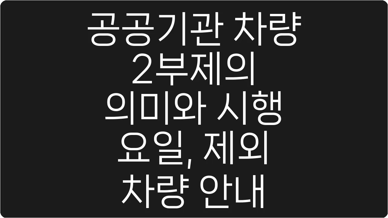 공공기관 차량 2부제의 의미와 시행 요일, 제외 차량 안내