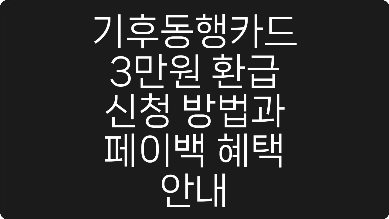 기후동행카드 3만원 환급 신청 방법과 페이백 혜택 안내